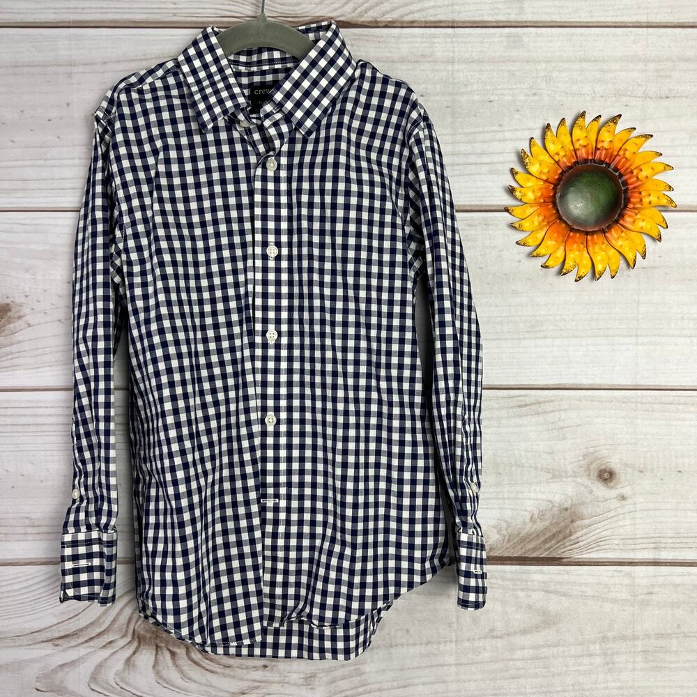 Crewcuts Thompson Boys Gingham Check Button Down‎ Shirt Size 6-7